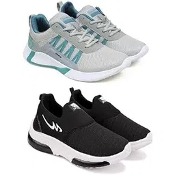 Men's Sports Running Shoes Stylish Design, Pack of 2 Multicolor