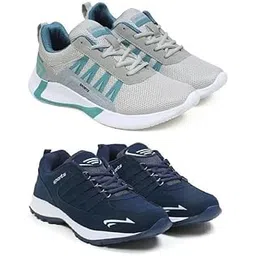 Men's Sports Running Shoes Stylish Design, Pack of 2 Multicolor
