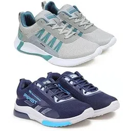Men's Sports Running Shoes Stylish Design, Pack of 2 Multicolor