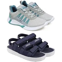 Men's Sports Running Shoes Stylish Design, Pack of 2 Multicolor