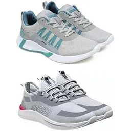 Men's Sports Running Shoes Stylish Design, Pack of 2 Multicolor