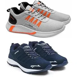 Men's Sports Running Shoes Stylish Design, Pack of 2 Multicolor