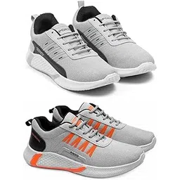 Men's Sports Running Shoes Stylish Design, Pack of 2 Multicolor