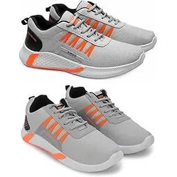 Men's Sports Running Shoes Stylish Design, Pack of 2 Multicolor