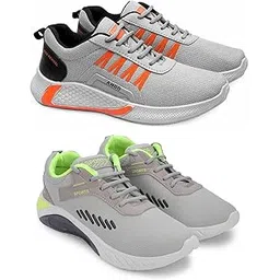 Men's Sports Running Shoes Stylish Design, Pack of 2 Multicolor