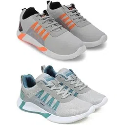 Men's Sports Running Shoes Stylish Design, Pack of 2 Multicolor