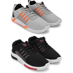 Men's Sports Running Shoes Stylish Design, Pack of 2 Multicolor