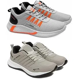 Men's Sports Running Shoes Stylish Design, Pack of 2 Multicolor