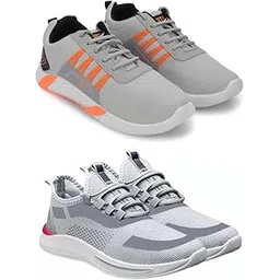 Men's Sports Running Shoes Stylish Design, Pack of 2 Multicolor