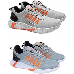 Men's Sports Running Shoes Stylish Design, Pack of 2 Multicolor