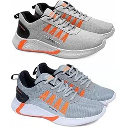 Men's Sports Running Shoes Stylish Design, Pack of 2 Multicolor