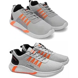 Men's Sports Running Shoes Stylish Design, Pack of 2 Multicolor