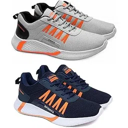 Men's Sports Running Shoes Stylish Design, Pack of 2 Multicolor