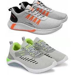 Men's Sports Running Shoes Stylish Design, Pack of 2 Multicolor