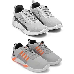 Men's Sports Running Shoes Stylish Design, Pack of 2 Multicolor