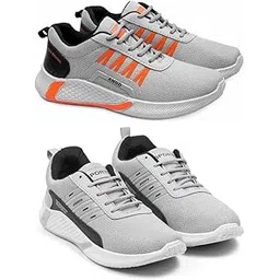 Men's Sports Running Shoes Stylish Design, Pack of 2 Multicolor