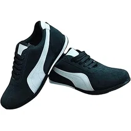 Men’s Sports Shoes Black Casual | Lightweight Comfortable Sneakers with Soft Sole, Running & Walking Shoes, Stylish Lace-Up Design, Durable & Trendy Footwear for Gym, College & Outdoor