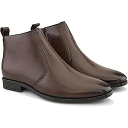 Men's Suede Boots With Slip On High-Top Chelsea Boots | Lightweight TPR Sole With Cushioned Footbed | Comfortable Footwear for Casual, Office & Everyday Use - 9 (Brown) AD 1058