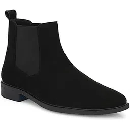 Men's Suede, Round Toe Chelsea Boots, Ankle-Height, Block Heel