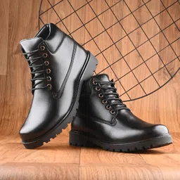 Men's Synthetic Leather Casual Oxford Lace-up Ankle Dress Boots For Men