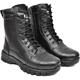 Men's Tactical Combat Boots, Black Genuine Suede Leather, Breathable Upper, Rubber Outsole, Ankle High