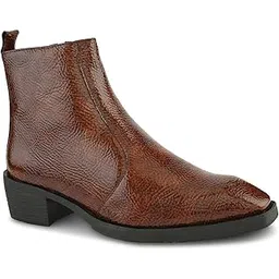 Men’s Tan Textured Cuban Boots | Premium Ankle-Length Fashion Boots | Stylish, Durable & Comfortable