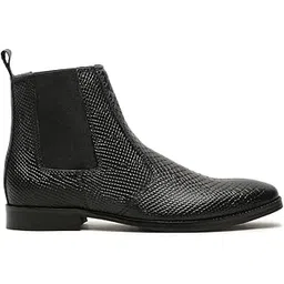 Men's Textured Classy Leather Boot, Ankle Length Boots Pointed Toe Anti-Skid Outsole