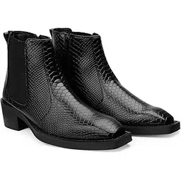 Men's Textured Design Faux Leather Material Casual Formal Slipon Chelsea Boot With 5.08 Cm Block Heel Height.
