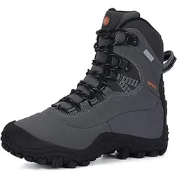 Men’s Thermator Mid-Rise Lightweight Hiking Insulated Non-Slip Outdoor Boots, Grey, 9.5