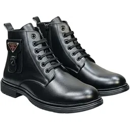 Men's TPR Rubber Sole Lace-up Smooth Finish High-ankle Boots