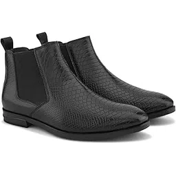 Men's Urbanhusk Crocodile Texture Chelsea Stylish Slip-On Ankle Dress Boots for Office, Party, Casual & Formal Wear