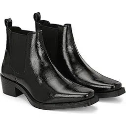 men’s vegan leather, cuban heeled, cowboy ankle boots 65430P