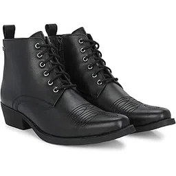 Men’s Vegan Leather, Cuban Heeled, Cowboy Ankle Derby Boots 63658