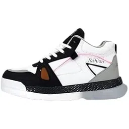 Men's White Casual Sneaker Shoes with Synthetic Upper Lightweight Comfortable Mid Top Sneaker Shoes for Men's & Boy's