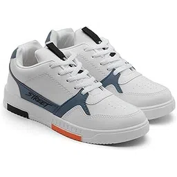 Men's White Casual Sneaker Shoes with Synthetic Upper Lightweight Comfortable Mid Top Sneaker Shoes for Men's & Boy's Tarzan-05