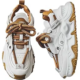 Mens White Casual Sports Lace-up Shoes for Running, Walking, Gym Party