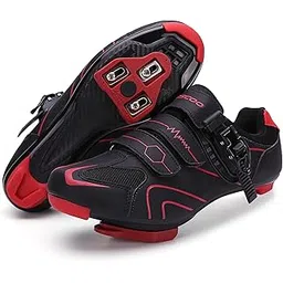 Mens Womens Cycling Shoes Compatible with Peloton Bike Indoor Outdoor Road Bike Riding Shoes with Look Delta Cleats Pre-Installed Clip in Pedal