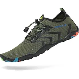Mens Womens Water Shoes Quick Dry Barefoot for Swim Diving Surf Aqua Sports Pool Beach Walking Yoga Green 9.5