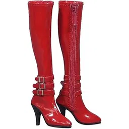 MERISHOPP 1/6 Women's Zip Up High Heeled Long Boots Shoes for 12'' Action Figure Red