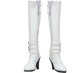 MERISHOPP 1/6 Women's Zip Up High Heeled Long Boots Shoes for 12'' Action Figurine White