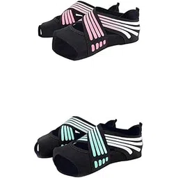 MERISHOPP 2 Pairs Non Skid Women Barre Yoga Shoes Pilates Grip Socks