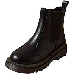 MERISHOPP Ankle Booties Nonslip Bottom Outdoor Low Boots Women Thick Soled Short Boots Black 39