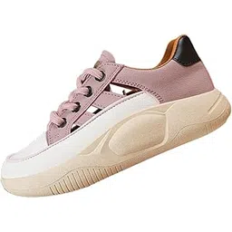 MERISHOPP Chunky Platform Sneakers for Women Lace Top Retro Comfortable Casual Shoes 36