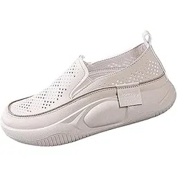 MERISHOPP Sneakers Ladies Girls Nonslip Women Casual Shoes for Walking Shopping Hiking 40 Beige