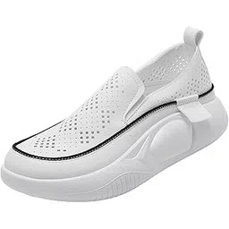 MERISHOPP Sneakers Ladies Girls Nonslip Women Casual Shoes for Walking Shopping Hiking 40 White