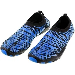 MERISHOPP Water Shoes Socks Yoga Exercise Pool Beach Swim Slip On Surf Blue 43-44