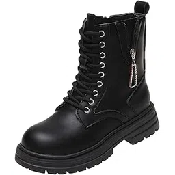 MERISHOPP Women Ankle Booties Autumn Winter Short Boots Chunky Block Heel Ankle Bootie 39 Black