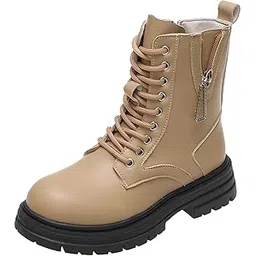 MERISHOPP Women Ankle Booties Autumn Winter Short Boots Chunky Block Heel Ankle Bootie 39 Khaki