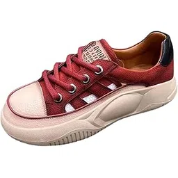 MERISHOPP Women Casual Shoes PU Hollow Breathable Nonslip Women Platform Sneakers 35