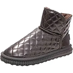 MERISHOPP Women's Winter Snow Boots Short Boots Warm PU for Trekking Hiking Winter 36 Argent